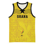 Custom World Football 2026 Ghana Basketball Jersey Black Stars Rise with Yellow Adinkra Pattern