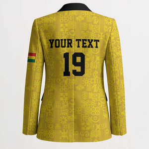 Custom World Football 2026 Ghana Blazer Black Stars Rise with Yellow Adinkra Pattern