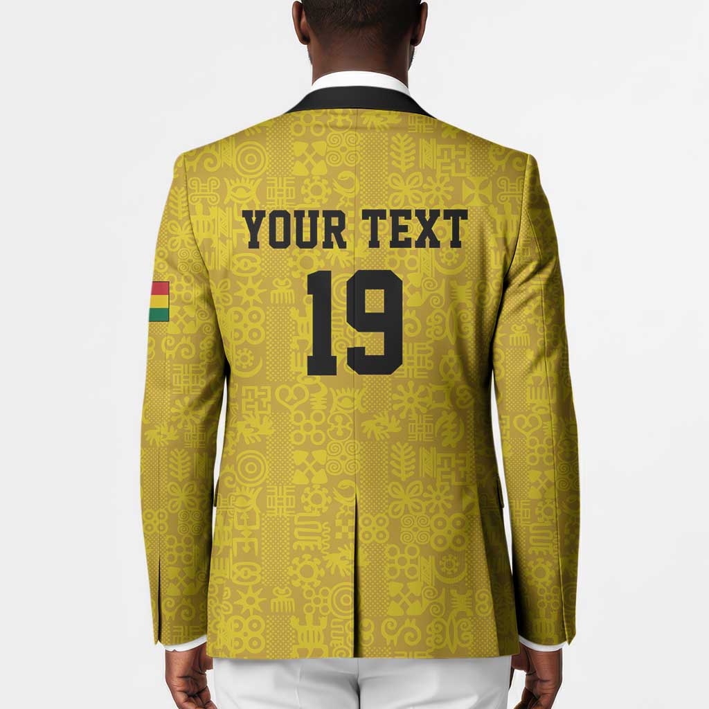Custom World Football 2026 Ghana Blazer Black Stars Rise with Yellow Adinkra Pattern