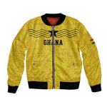 Custom World Football 2026 Ghana Bomber Jacket Black Stars Rise with Yellow Adinkra Pattern