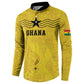 Custom World Football 2026 Ghana Button Sweatshirt Black Stars Rise with Yellow Adinkra Pattern