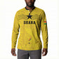 Custom World Football 2026 Ghana Button Sweatshirt Black Stars Rise with Yellow Adinkra Pattern