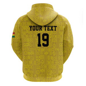 Custom World Football 2026 Ghana Hoodie Black Stars Rise with Yellow Adinkra Pattern