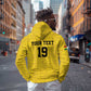 Custom World Football 2026 Ghana Hoodie Black Stars Rise with Yellow Adinkra Pattern
