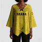 Custom World Football 2026 Ghana Kimono Sleeve Blouse Black Stars Rise with Yellow Adinkra Pattern