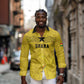 Custom World Football 2026 Ghana Long Sleeve Button Shirt Black Stars Rise with Yellow Adinkra Pattern