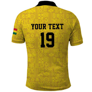 Custom World Football 2026 Ghana Polo Shirt Black Stars Rise with Yellow Adinkra Pattern