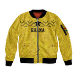 Custom World Football 2026 Ghana Sleeve Zip Bomber Jacket Black Stars Rise with Yellow Adinkra Pattern