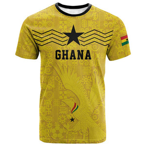 Custom World Football 2026 Ghana T shirt Black Stars Rise with Yellow Adinkra Pattern