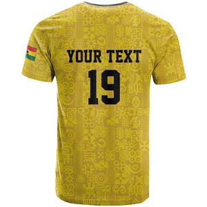 Custom World Football 2026 Ghana T shirt Black Stars Rise with Yellow Adinkra Pattern