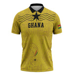 Custom World Football 2026 Ghana Zipper Polo Shirt Black Stars Rise with Yellow Adinkra Pattern
