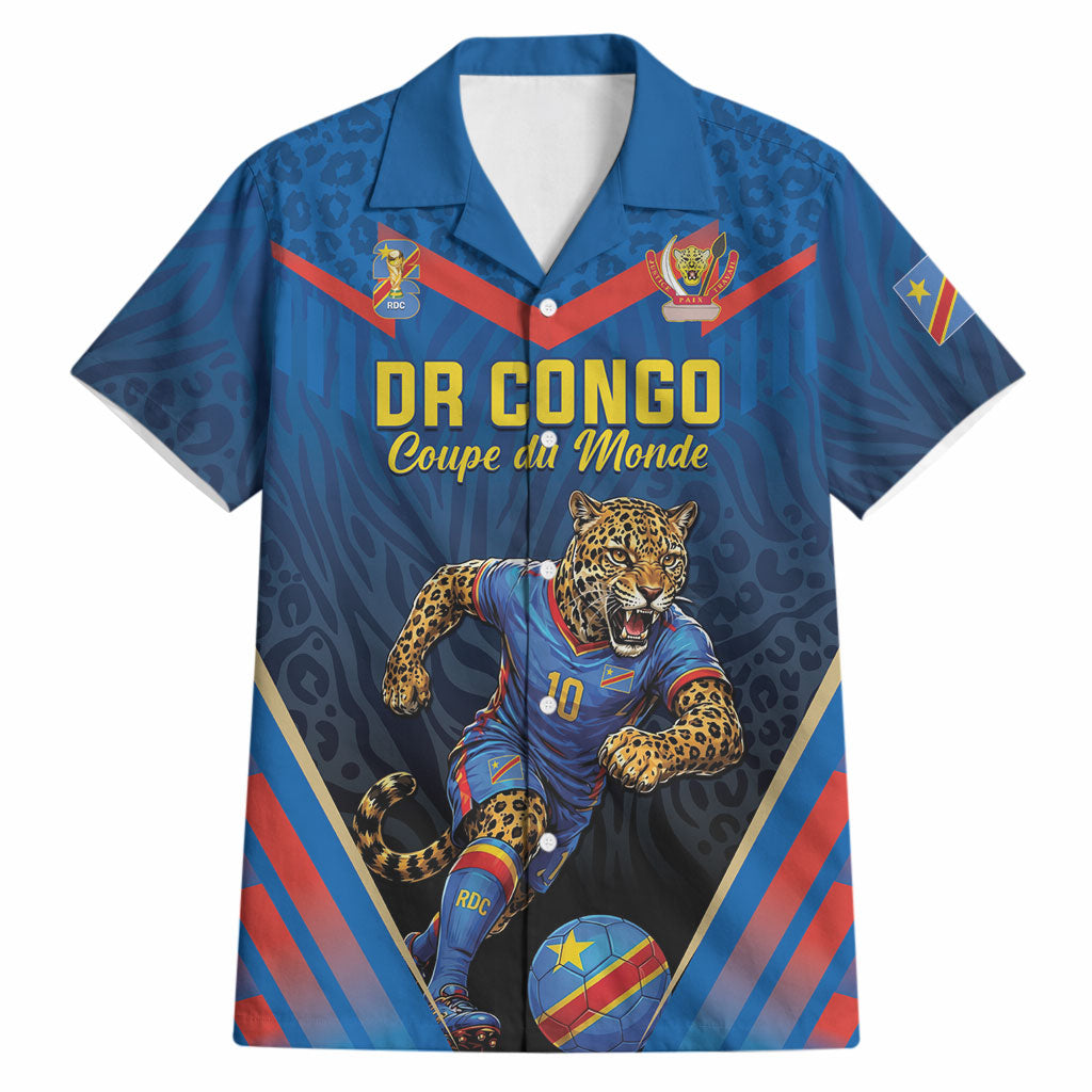 Custom World Football 2026 DR Congo Hawaiian Shirt Les Leopards Coupe du Monde Glory