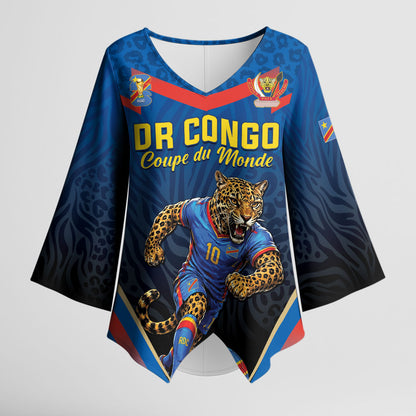 Custom World Football 2026 DR Congo Kimono Sleeve Blouse Les Leopards Coupe du Monde Glory