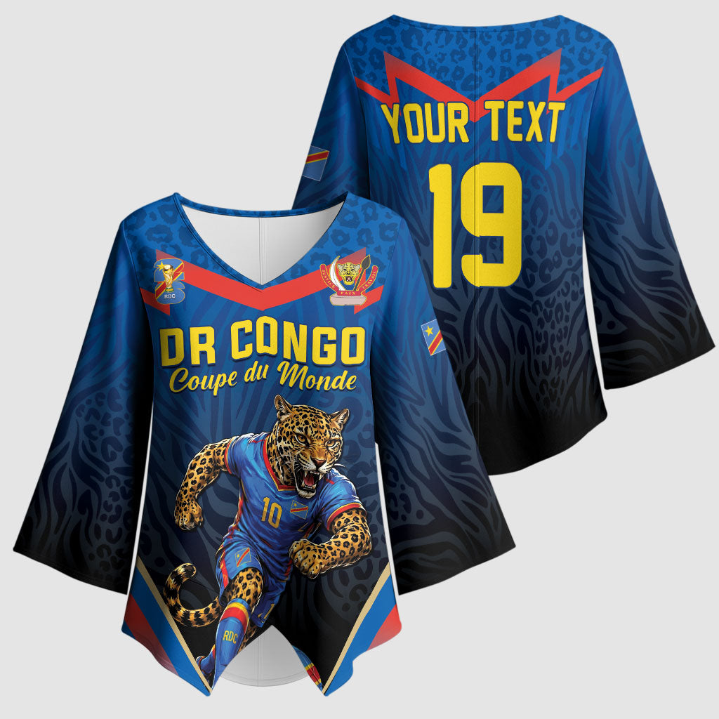 Custom World Football 2026 DR Congo Kimono Sleeve Blouse Les Leopards Coupe du Monde Glory