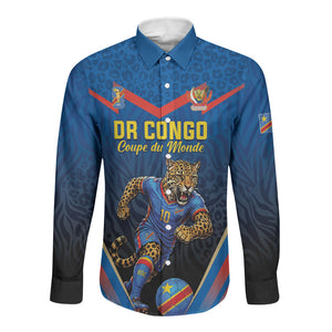 Custom World Football 2026 DR Congo Long Sleeve Button Shirt Les Leopards Coupe du Monde Glory