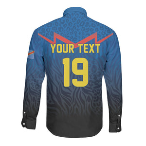 Custom World Football 2026 DR Congo Long Sleeve Button Shirt Les Leopards Coupe du Monde Glory