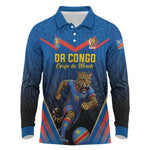 Custom World Football 2026 DR Congo Long Sleeve Polo Shirt Les Leopards Coupe du Monde Glory