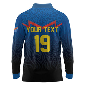 Custom World Football 2026 DR Congo Long Sleeve Polo Shirt Les Leopards Coupe du Monde Glory