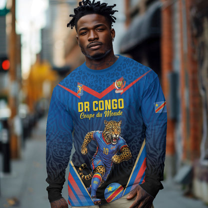 Custom World Football 2026 DR Congo Long Sleeve Shirt Les Leopards Coupe du Monde Glory