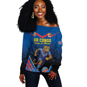Custom World Football 2026 DR Congo Off Shoulder Sweater Les Leopards Coupe du Monde Glory