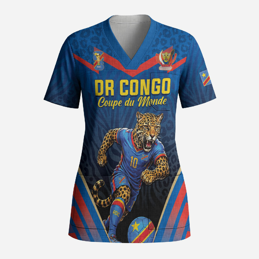 Custom World Football 2026 DR Congo Scrub Top Les Leopards Coupe du Monde Glory
