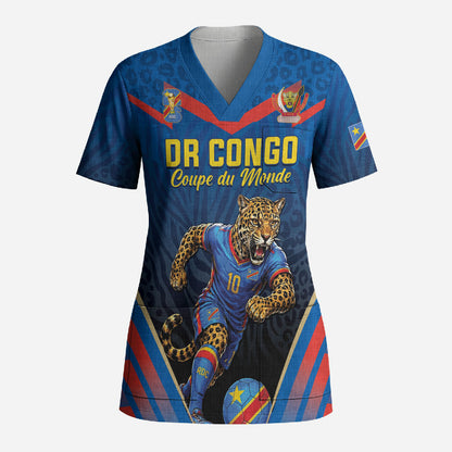 Custom World Football 2026 DR Congo Scrub Top Les Leopards Coupe du Monde Glory
