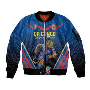 Custom World Football 2026 DR Congo Sleeve Zip Bomber Jacket Les Leopards Coupe du Monde Glory