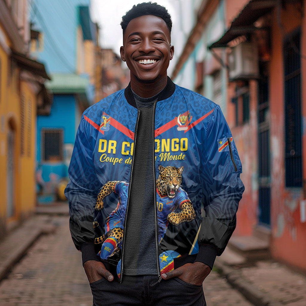 Custom World Football 2026 DR Congo Sleeve Zip Bomber Jacket Les Leopards Coupe du Monde Glory