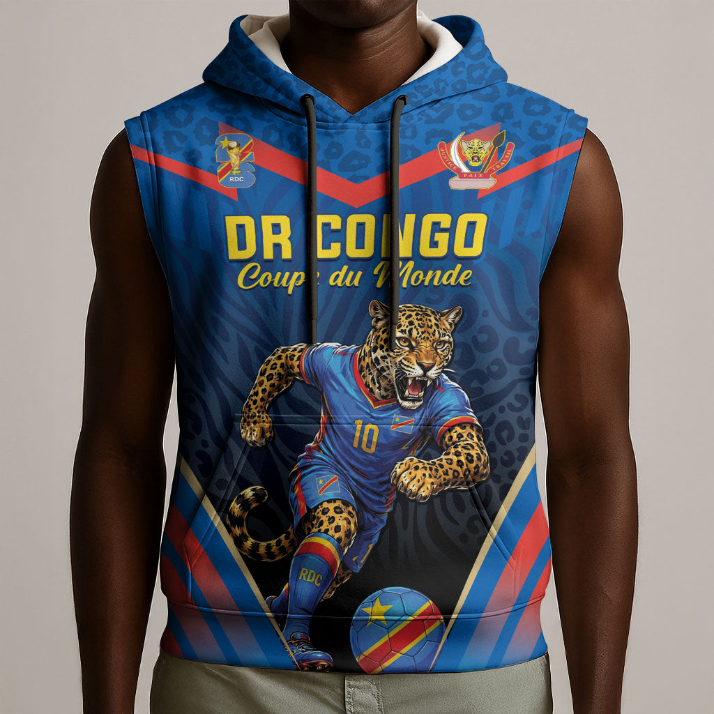 Custom World Football 2026 DR Congo Sleeveless Hoodie Les Leopards Coupe du Monde Glory
