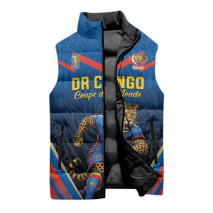 Custom World Football 2026 DR Congo Sleeveless Puffer Jacket Les Leopards Coupe du Monde Glory