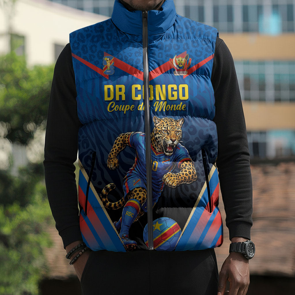 Custom World Football 2026 DR Congo Sleeveless Puffer Jacket Les Leopards Coupe du Monde Glory