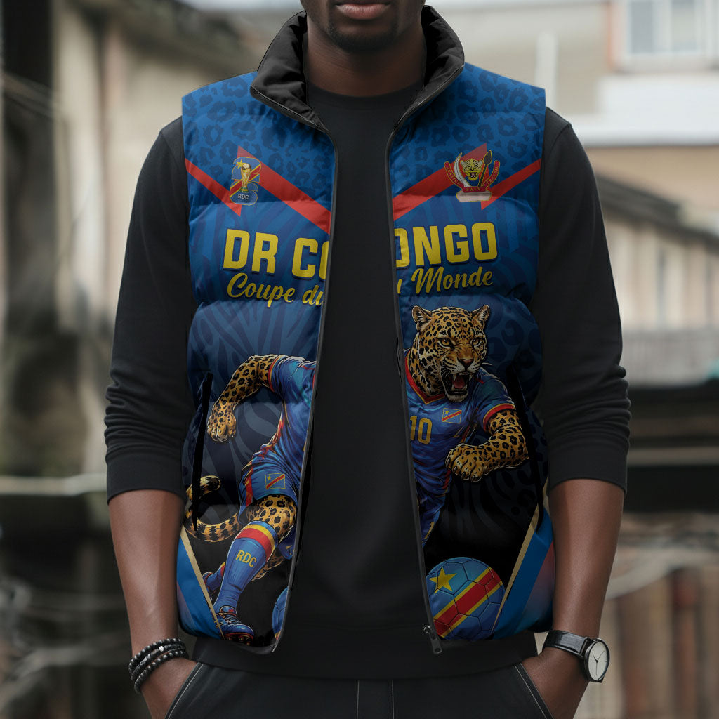 Custom World Football 2026 DR Congo Sleeveless Puffer Jacket Les Leopards Coupe du Monde Glory