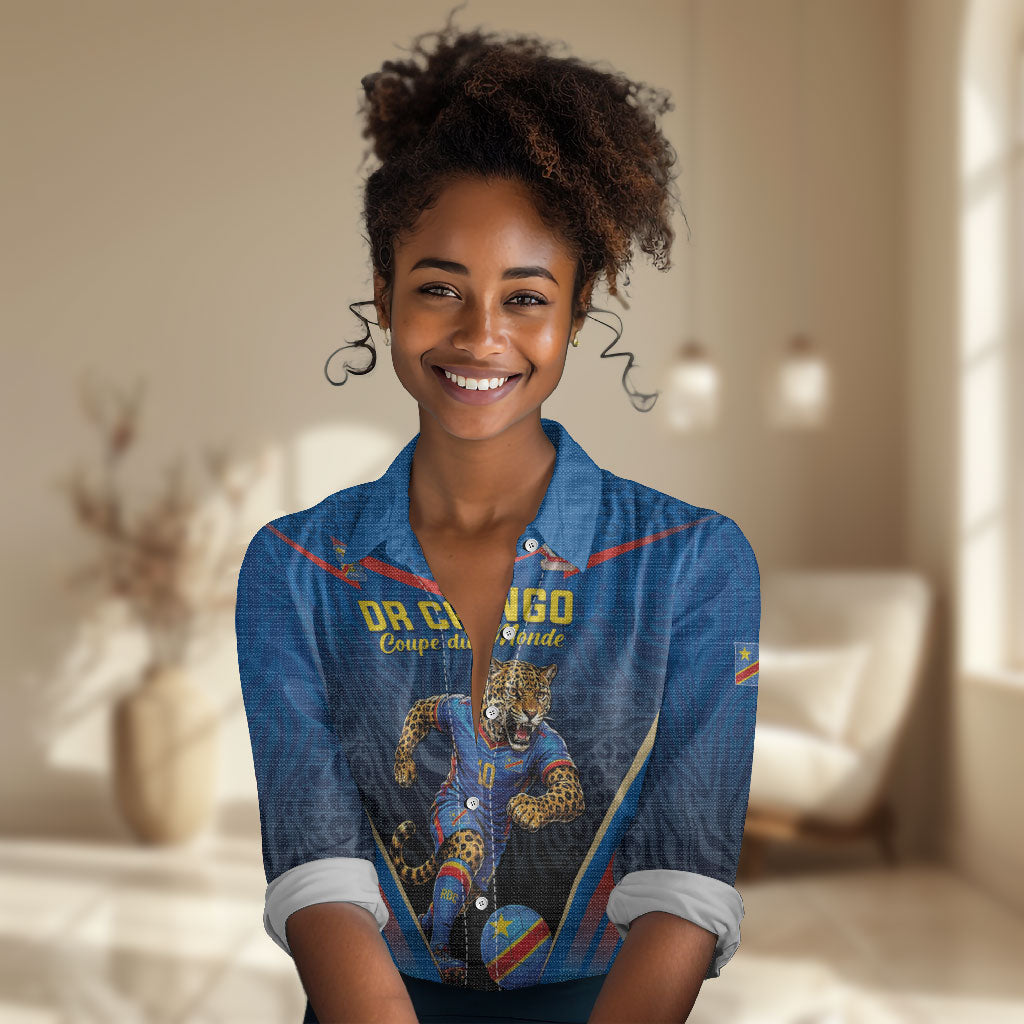Custom World Football 2026 DR Congo Women Casual Shirt Les Leopards Coupe du Monde Glory