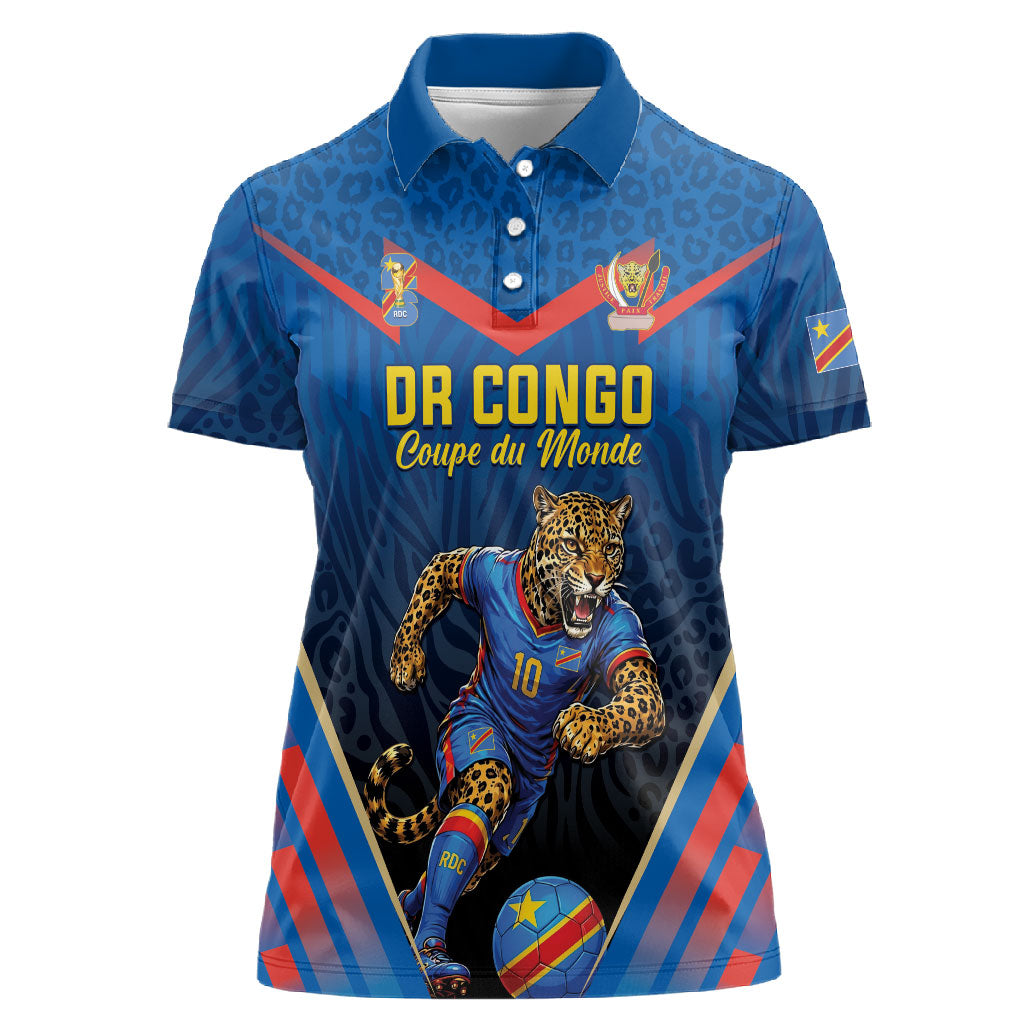 Custom World Football 2026 DR Congo Women Polo Shirt Les Leopards Coupe du Monde Glory