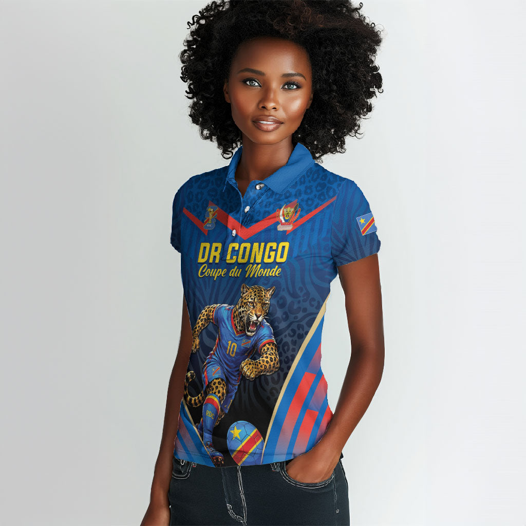 Custom World Football 2026 DR Congo Women Polo Shirt Les Leopards Coupe du Monde Glory