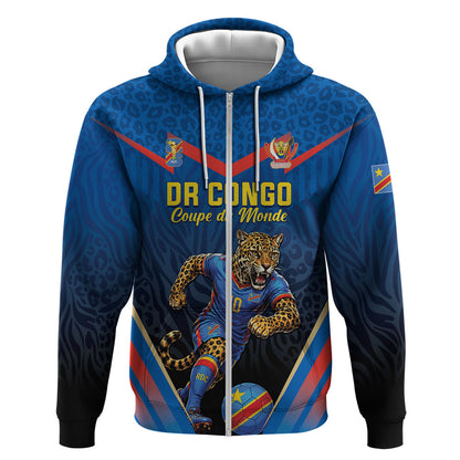 Custom World Football 2026 DR Congo Zip Hoodie Les Leopards Coupe du Monde Glory