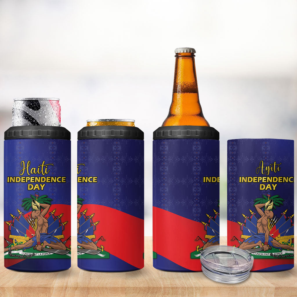 Haiti Independence Day 4 in 1 Can Cooler Tumbler Ayiti Freedom Heritage