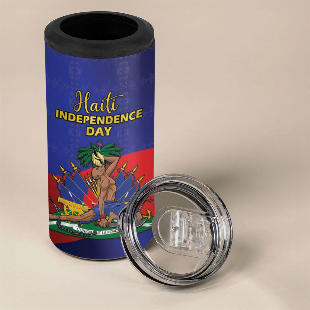 Haiti Independence Day 4 in 1 Can Cooler Tumbler Ayiti Freedom Heritage