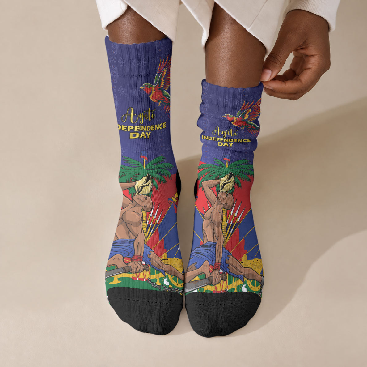 Haiti Independence Day Crew Socks Ayiti Freedom Heritage
