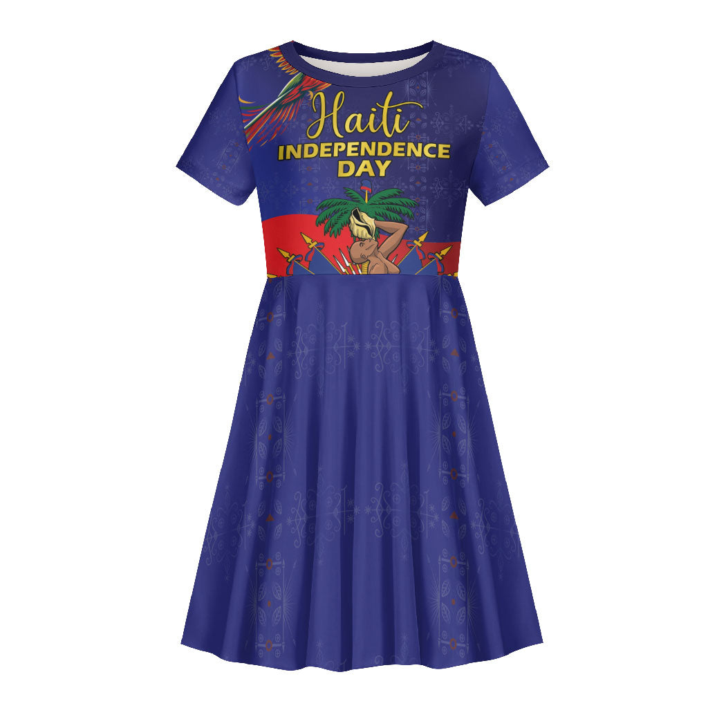 Haiti Independence Day Kid Short Sleeve Dress Ayiti Freedom Heritage
