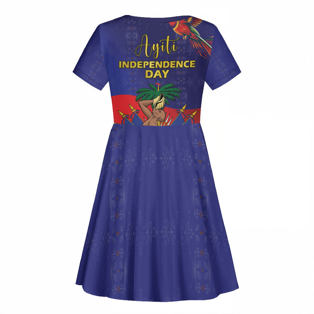 Haiti Independence Day Kid Short Sleeve Dress Ayiti Freedom Heritage