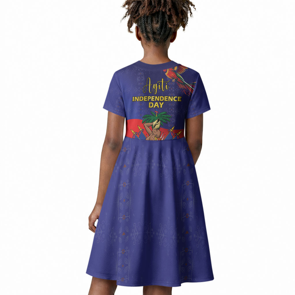Haiti Independence Day Kid Short Sleeve Dress Ayiti Freedom Heritage