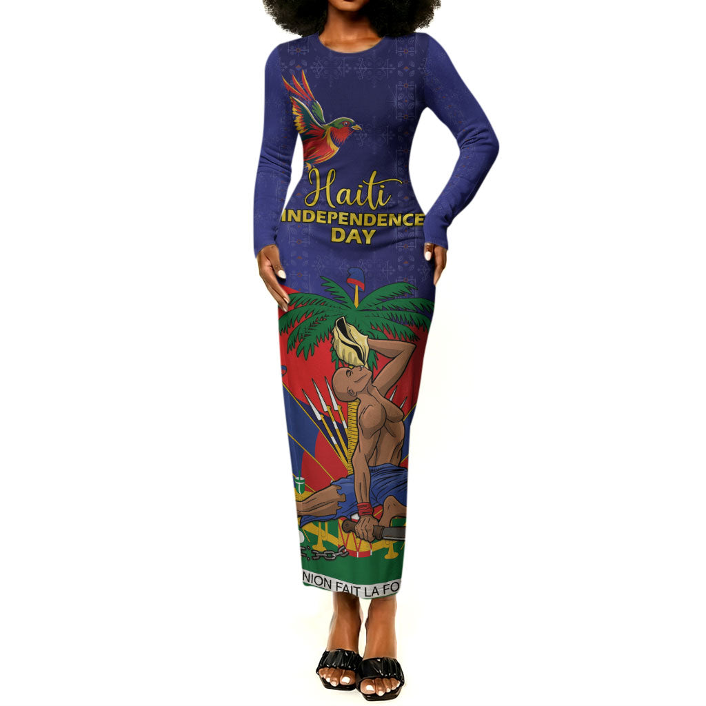 Haiti Independence Day Long Sleeve Bodycon Dress Ayiti Freedom Heritage