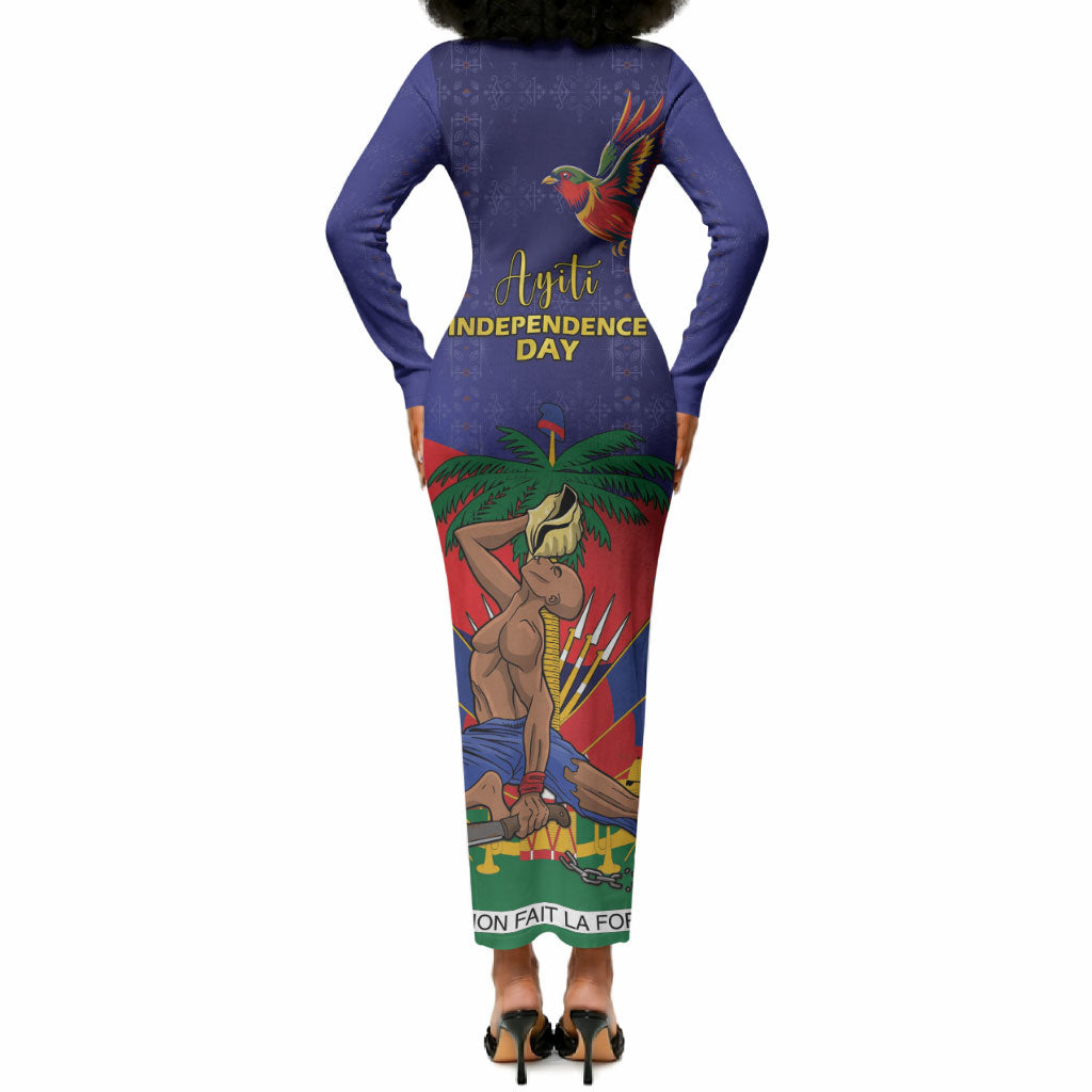Haiti Independence Day Long Sleeve Bodycon Dress Ayiti Freedom Heritage