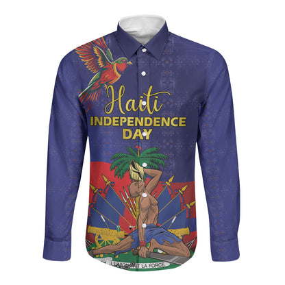 Haiti Independence Day Long Sleeve Button Shirt Ayiti Freedom Heritage