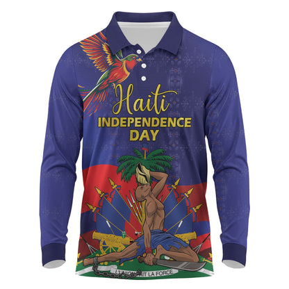 Haiti Independence Day Long Sleeve Polo Shirt Ayiti Freedom Heritage