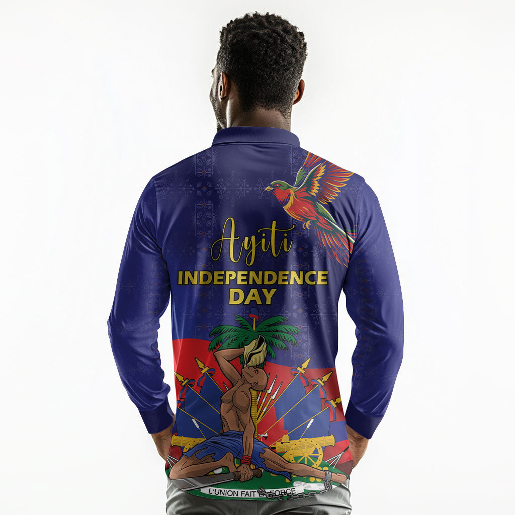Haiti Independence Day Long Sleeve Polo Shirt Ayiti Freedom Heritage
