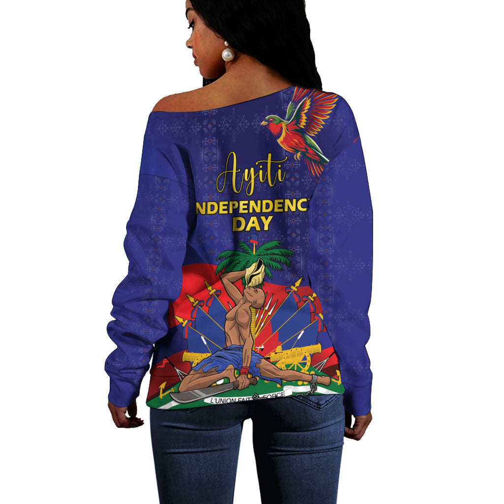Haiti Independence Day Off Shoulder Sweater Ayiti Freedom Heritage