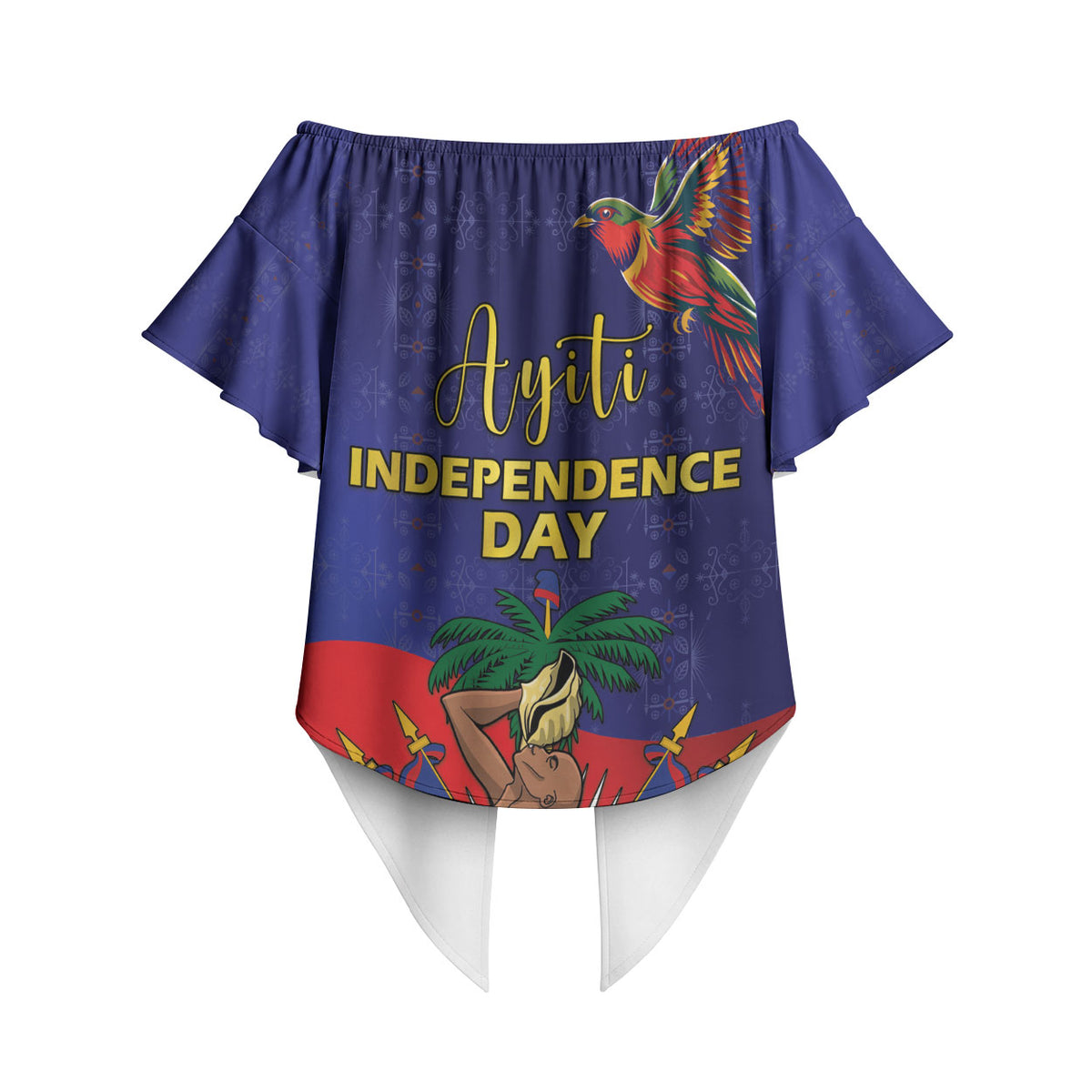 Haiti Independence Day Off Shoulder Wrap Waist Top Ayiti Freedom Heritage