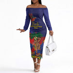 Haiti Independence Day Off The Shoulder Long Sleeve Dress Ayiti Freedom Heritage